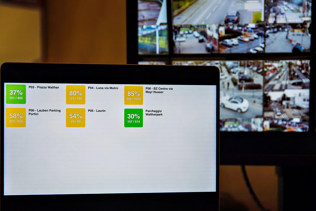Real-time parking and traffic management dashboard used by the Municipality of Bolzano.