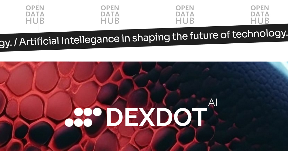 Dexdot AI website illustrating how tourism datasets from Open Data Hub can support practical AI solutions for businesses.