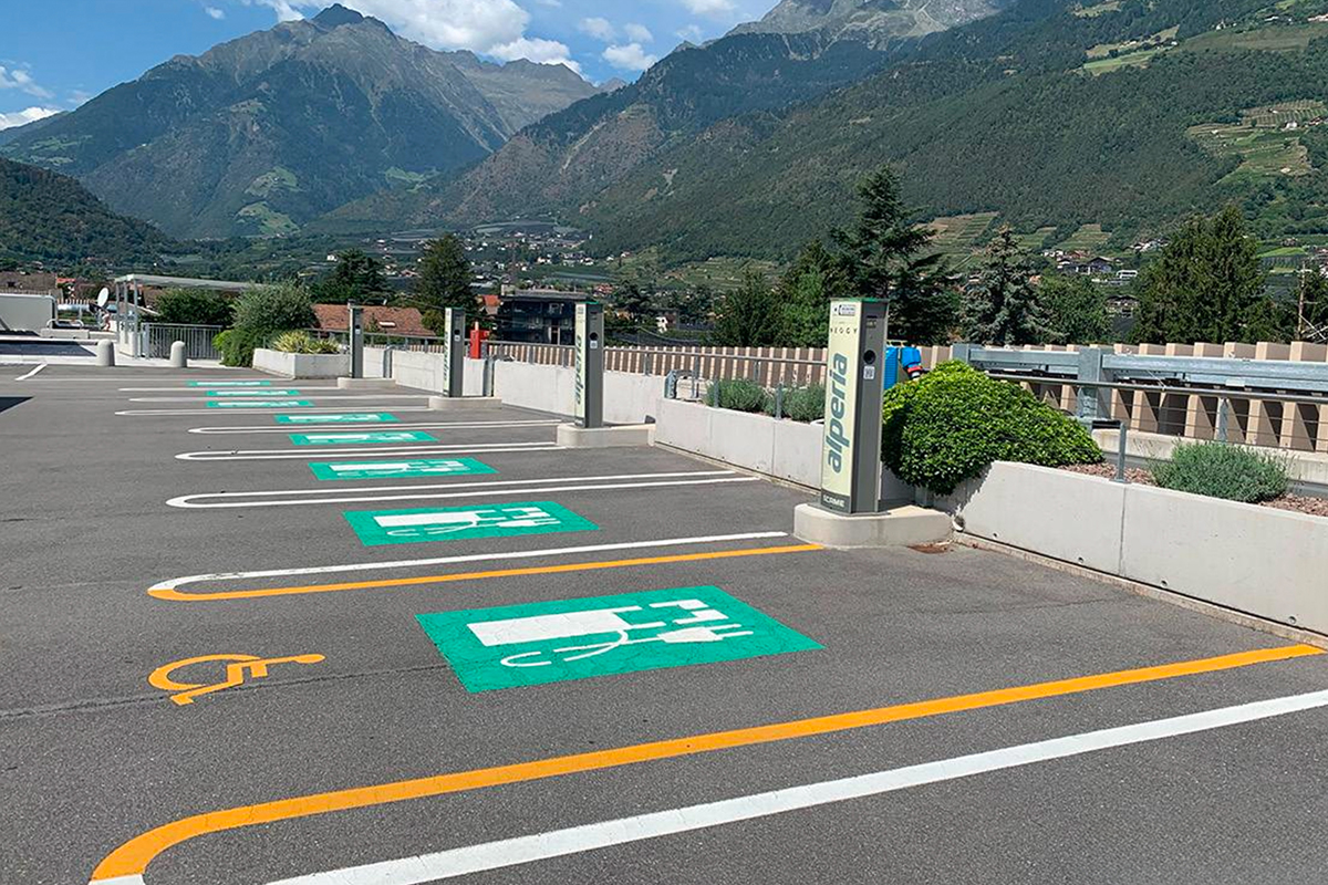 Accessible EV charging spaces in South Tyrol, used in the Independent L survey on charging station accessibility.