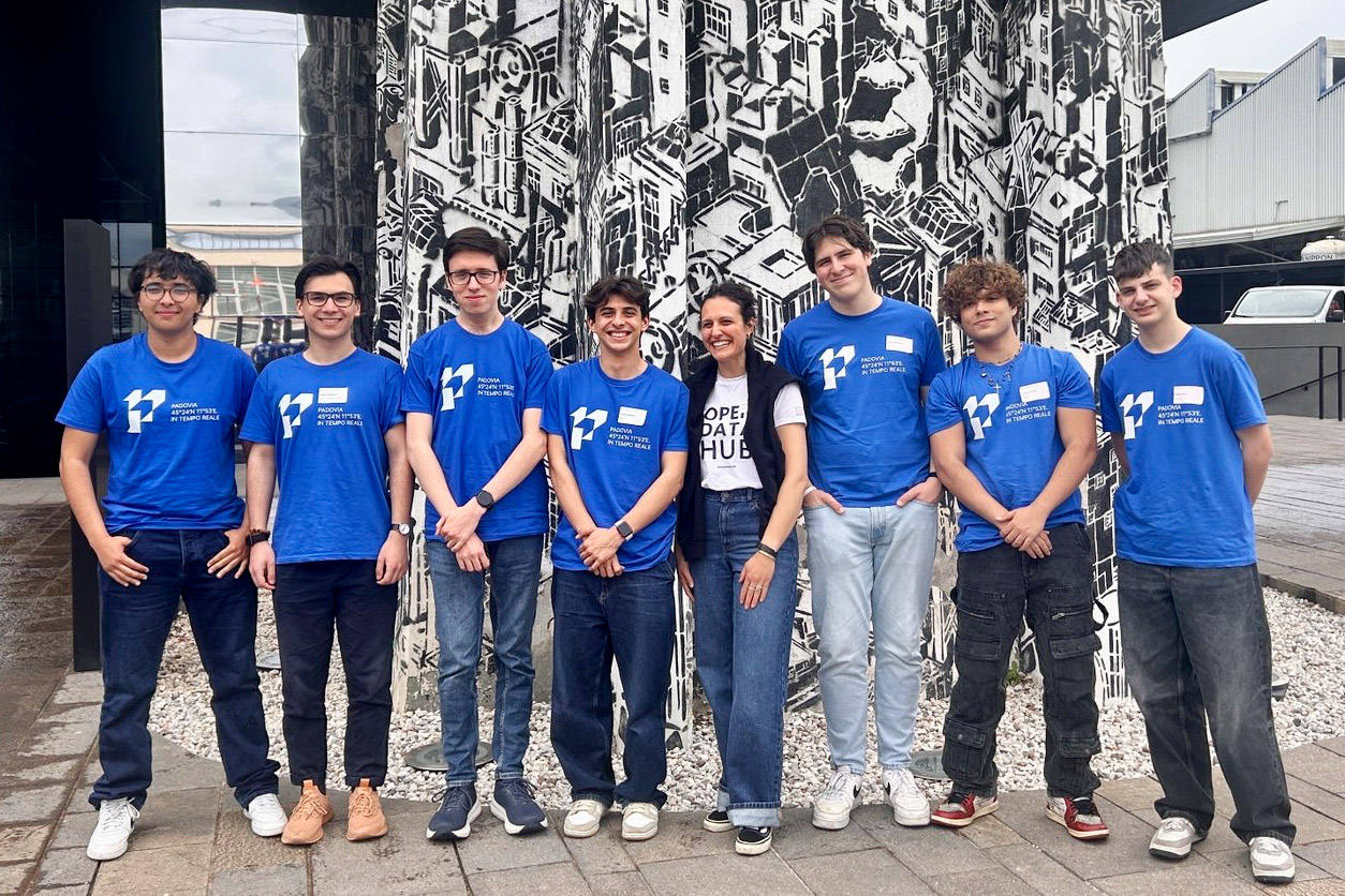 PadoVia team with Open Data Hub staff, representing collaboration on real-time public transport data and mobility services.